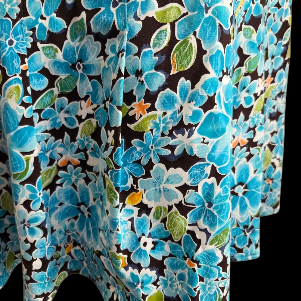Tristan & Iseut Blue Floral V-Neck A-Line Sundress With Dropped Waist Size 4 - Picture 3 of 6